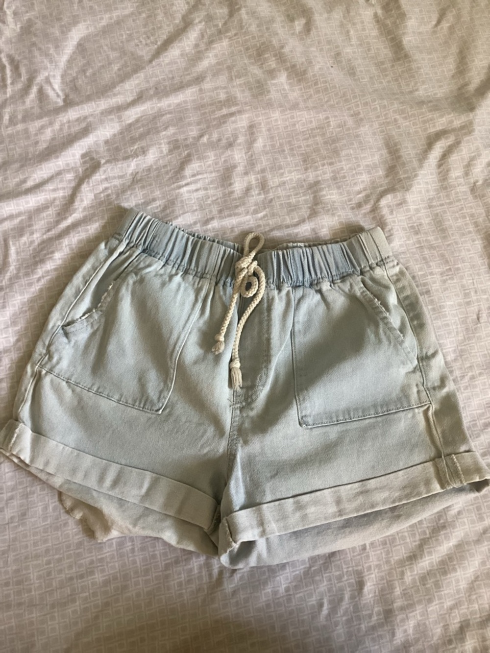 No Boundaries Pale Blue Drawstring Casual Shorts